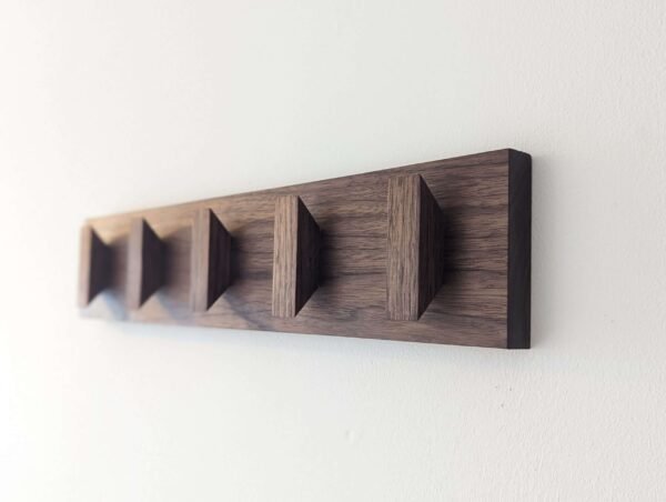 Solid Black Walnut Scandi Coat Rack, Wooden Coat Hooks, Coat Pegs