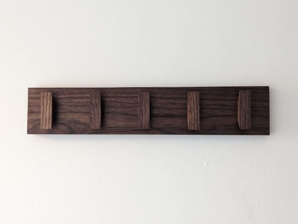 Solid Black Walnut Scandi Coat Rack, Wooden Coat Hooks, Coat Pegs