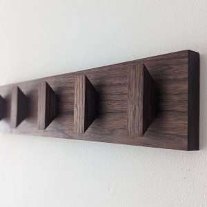 Solid Black Walnut Scandi Coat Rack, Wooden Coat Hooks, Coat Pegs wall mounted