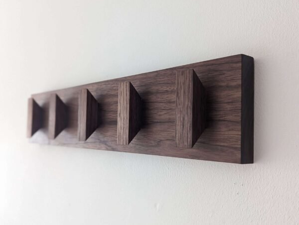 Solid Black Walnut Scandi Coat Rack, Wooden Coat Hooks, Coat Pegs wall mounted