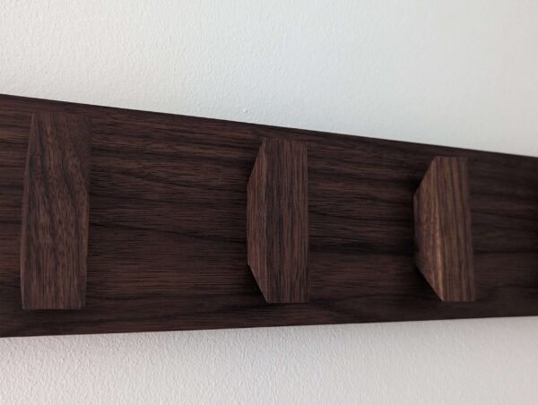 Solid Black Walnut Scandi Coat Rack, Wooden Coat Hooks, Coat Pegs