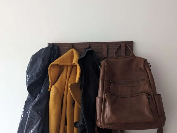 Solid Black Walnut Scandi Coat Rack, Wooden Coat Hooks, Coat Pegs