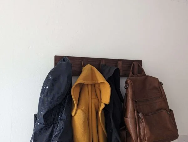 Solid Black Walnut Scandi Coat Rack, Wooden Coat Hooks, Coat Pegs
