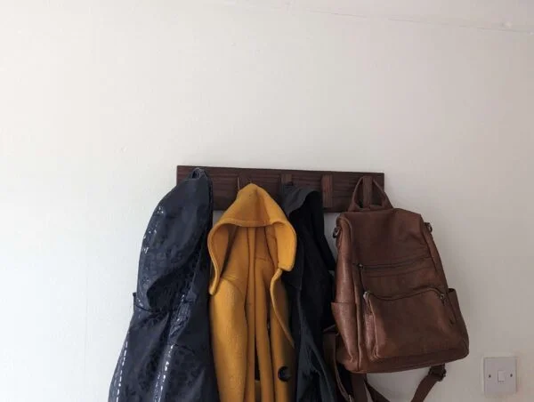 Solid Black Walnut Scandi Coat Rack, Wooden Coat Hooks, Coat Pegs