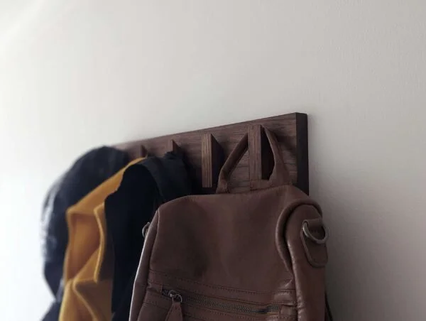 Solid Black Walnut Scandi Coat Rack, Wooden Coat Hooks, Coat Pegs