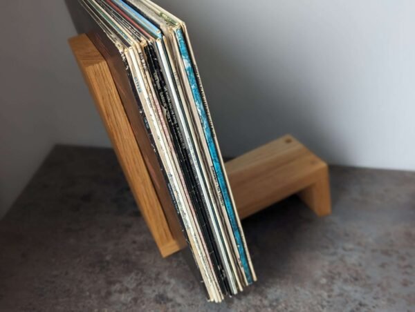 Solid Oak Vinyl Storage Stand, LP Storage Rack, 12" LP 7" Single Display Rack