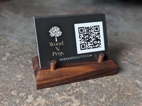 Business Card Stand, Wooden Business Card Display, Desk Accessories - Black Walnut