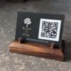 Business Card Stand, Wooden Business Card Display, Desk Accessories - Black Walnut