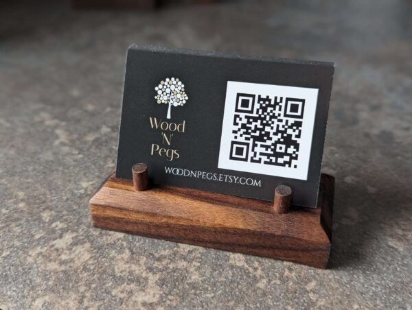 Business Card Stand, Wooden Business Card Display, Desk Accessories - Black Walnut