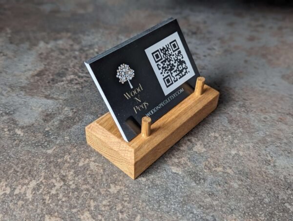 Oak business card stand