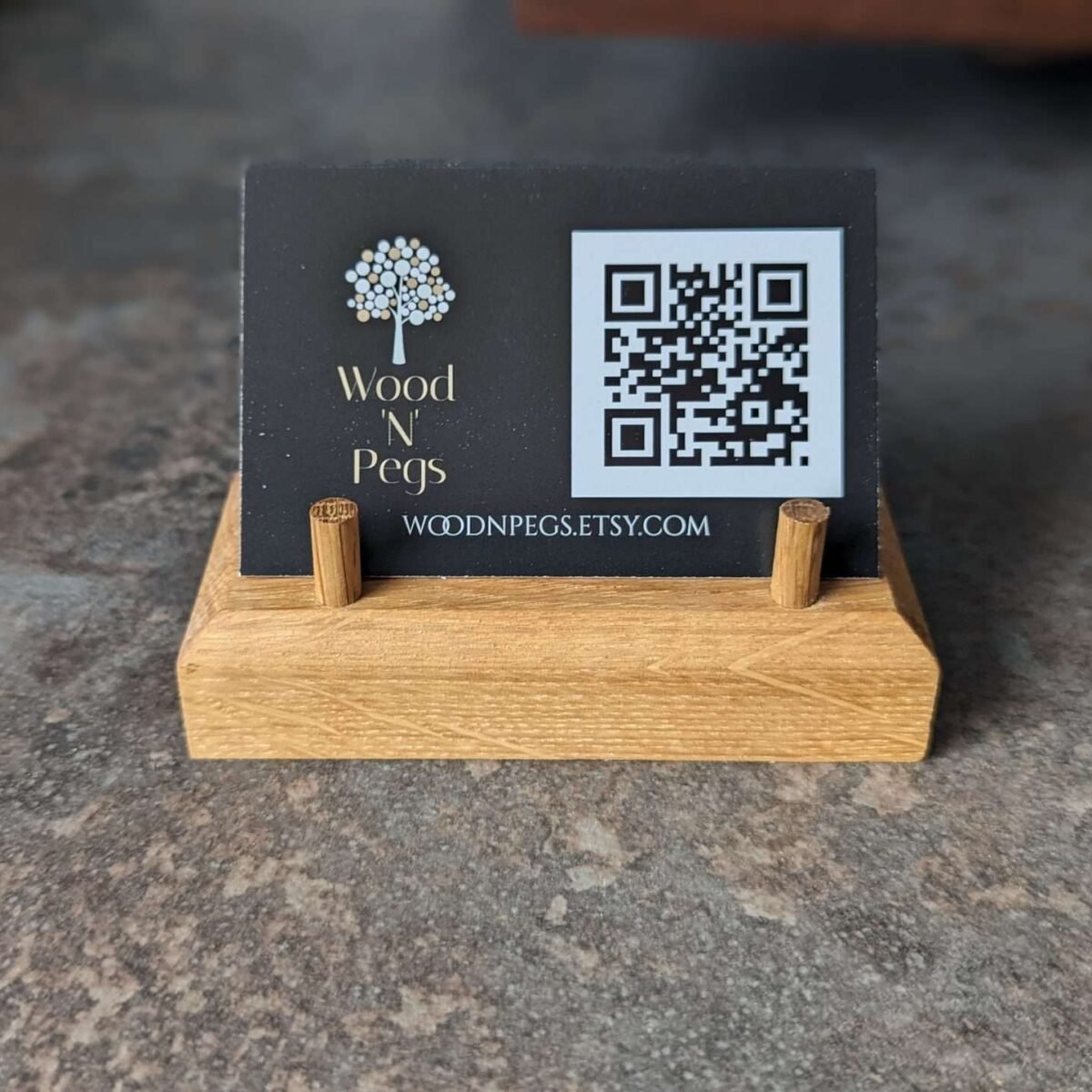 Oak business card stand