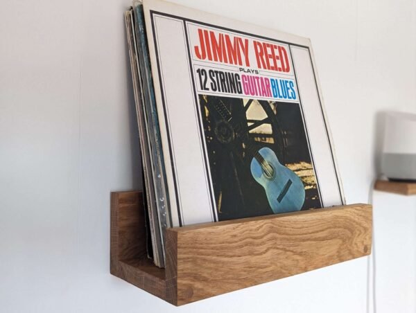Solid Oak Vinyl Shelf - Wall mounted