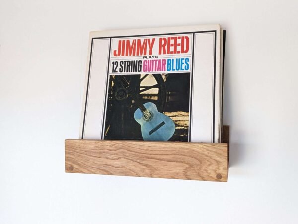 Solid Oak Vinyl Shelf - Wall mounted