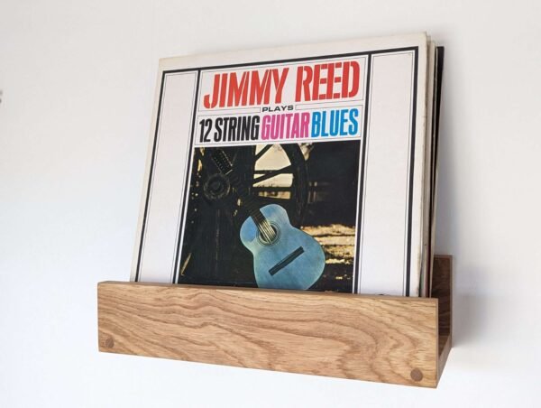 Solid Oak Vinyl Shelf - Wall mounted