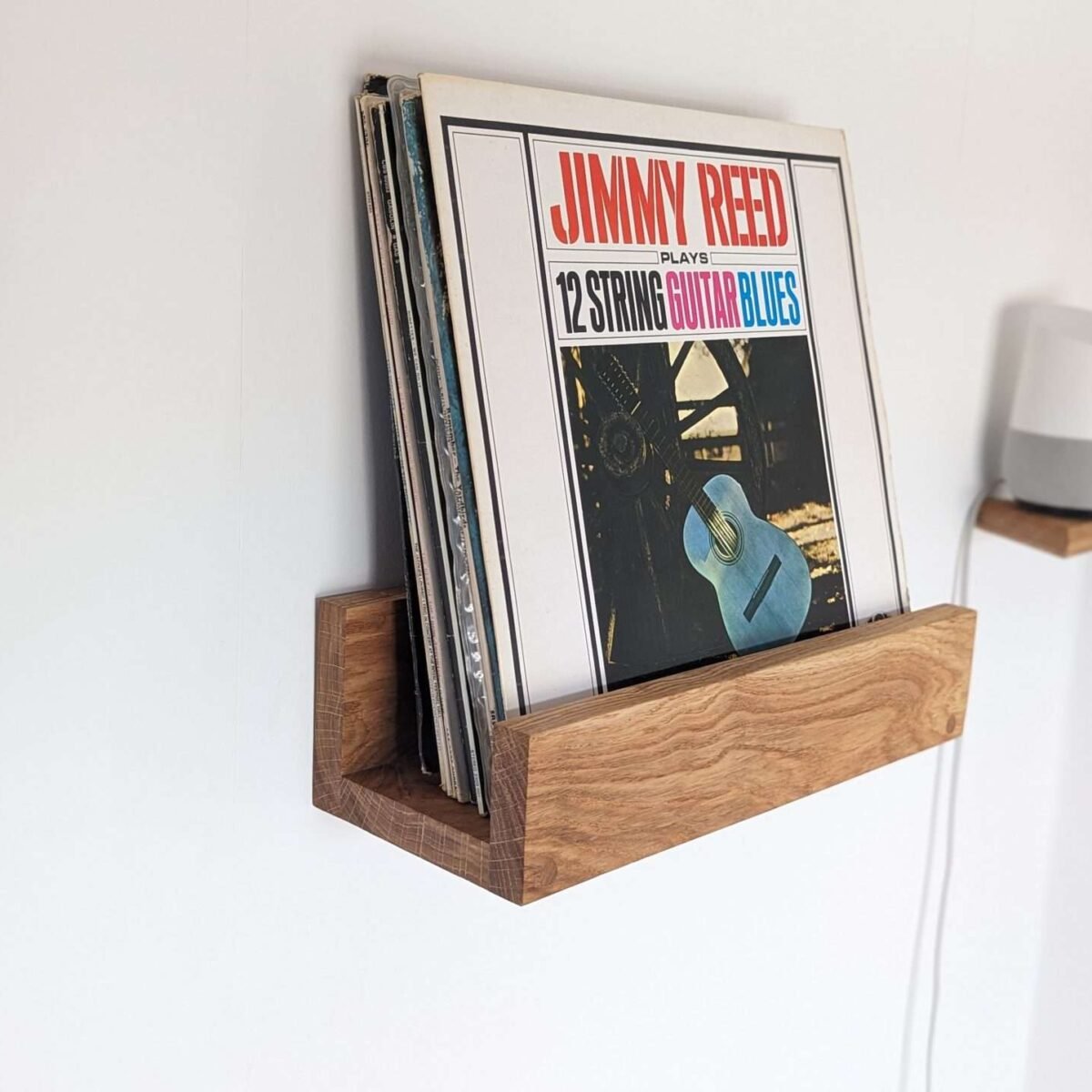 Solid Oak Vinyl Shelf - Wall mounted