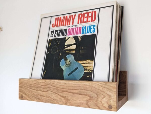 Solid Oak Vinyl Shelf - Wall mounted