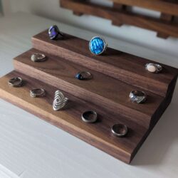 3 Tier Ring Display, Crystal Display Stand – Black Walnut