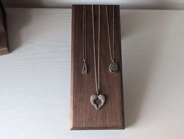 Angled Necklace Display Stand - Black Walnut