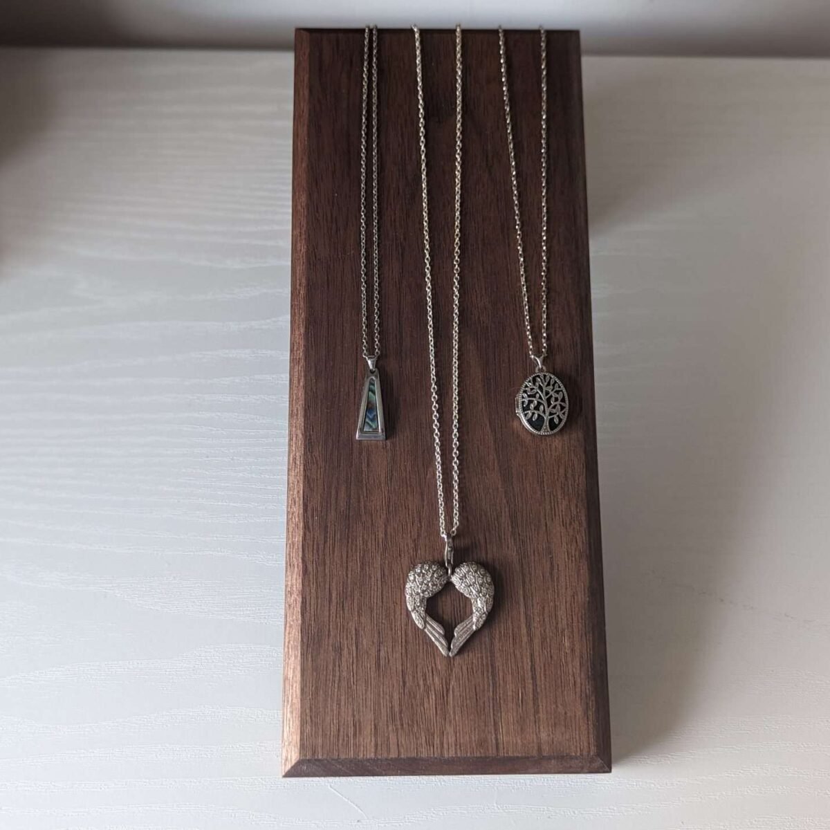 Angled Necklace Display Stand - Black Walnut