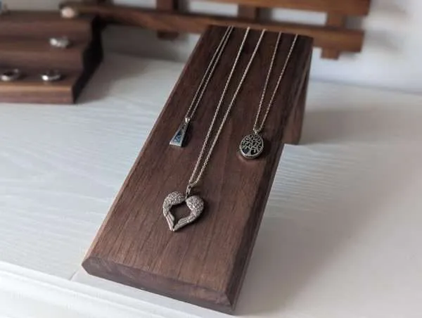 Angled Necklace Display Stand - Black Walnut