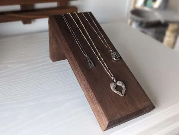 Angled Necklace Display Stand - Black Walnut