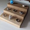 3 Tier Ring Display, Crystal Display Stand - Solid Oak