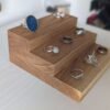 3 Tier Ring Display, Crystal Display Stand - Solid Oak