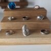 3 Tier Ring Display, Crystal Display Stand - Solid Oak