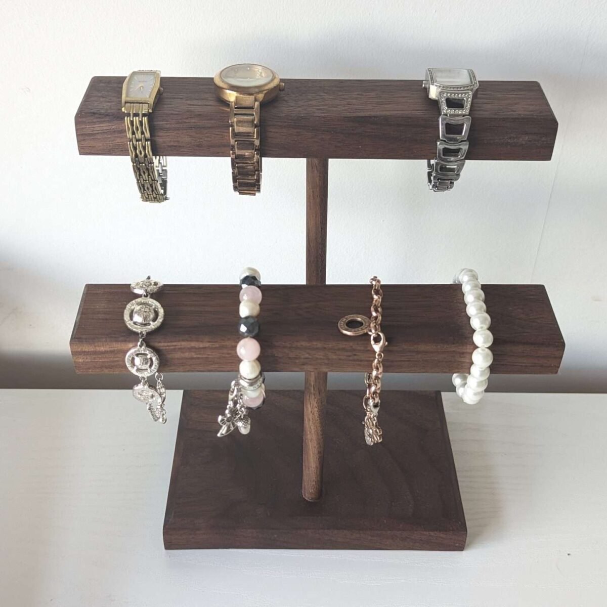 2 Tier Watch Stand | Bracelet Stand | Jewellery Display - Black Walnut