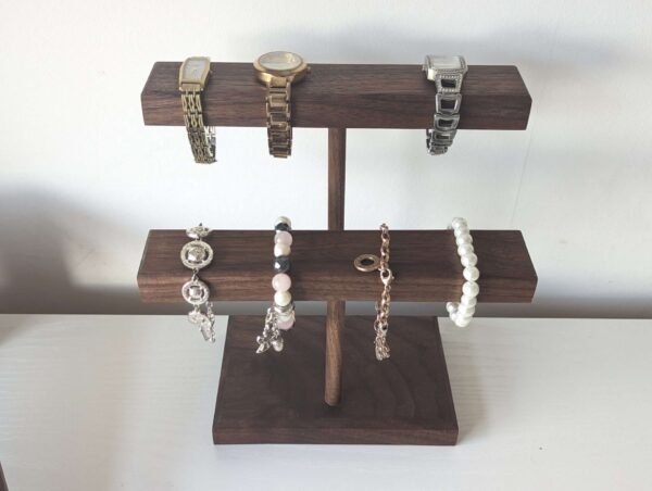 2 Tier Watch Stand | Bracelet Stand | Jewellery Display - Black Walnut