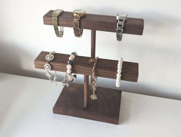 2 Tier Watch Stand | Bracelet Stand | Jewellery Display - Black Walnut