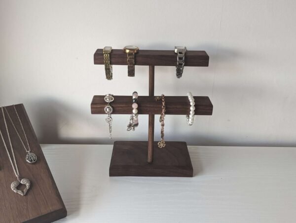 2 Tier Watch Stand | Bracelet Stand | Jewellery Display - Black Walnut