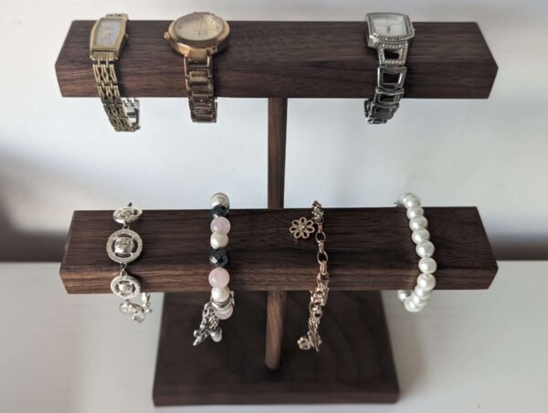 2 Tier Watch Stand | Bracelet Stand | Jewellery Display - Black Walnut