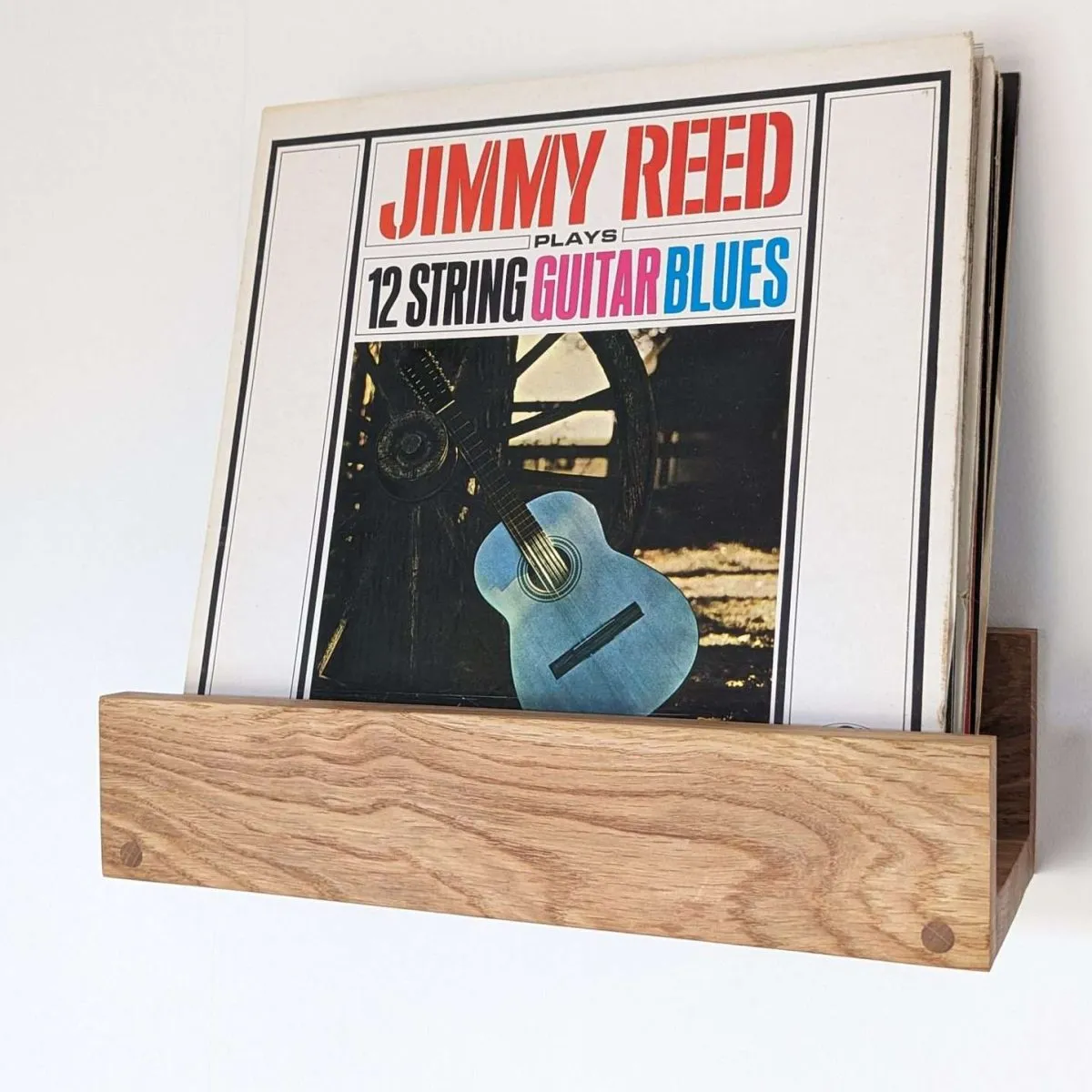 Solid Oak Vinyl Shelf - Wall mounted