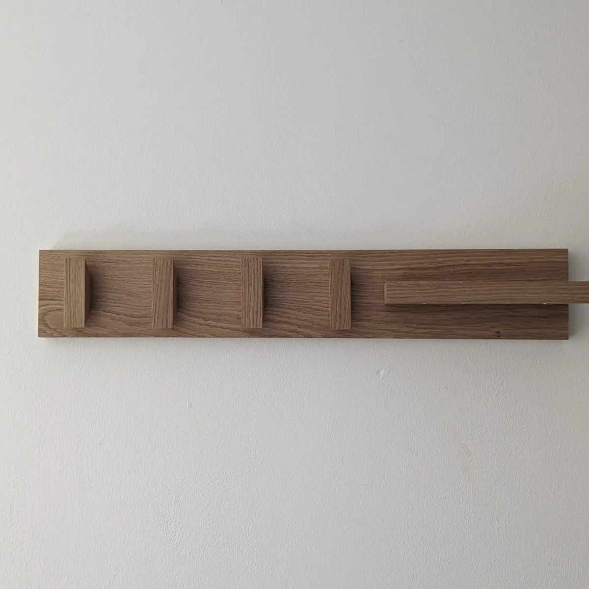 Solid Oak Coat Hooks With Shelf & Key Rack