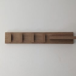 Solid Oak Coat Hooks With Shelf & Key Rack