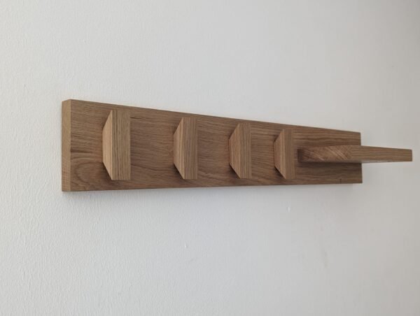 Solid Oak Coat Hooks With Shelf & Key Holders