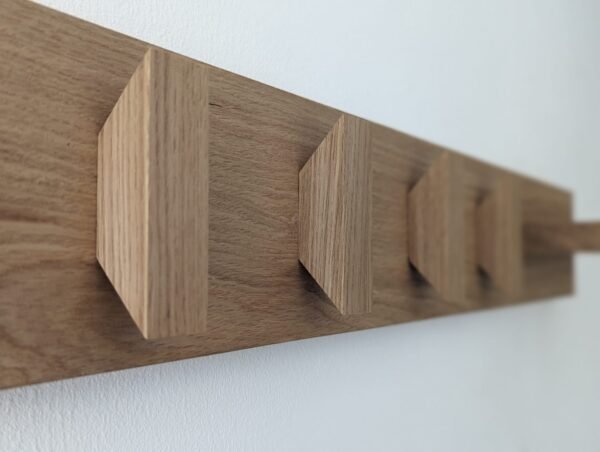 Solid Oak Coat Hooks With Shelf & Key Rack