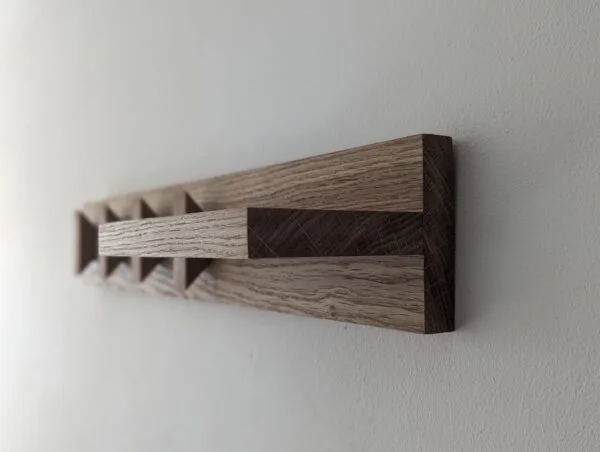 Solid Oak Coat Hooks With Shelf & Key Rack