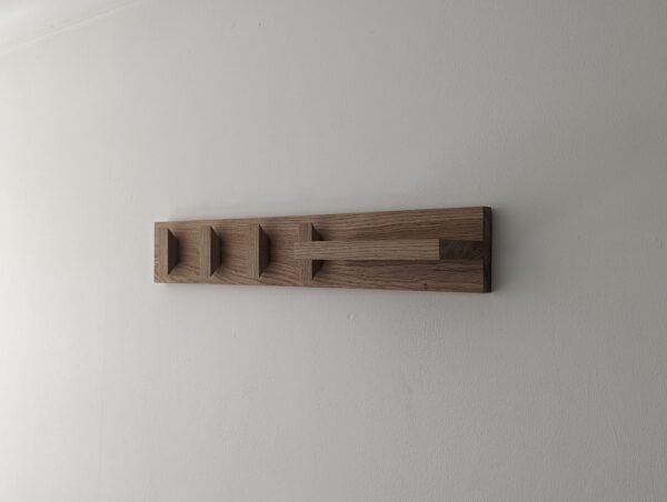 Solid Oak Coat Hooks With Shelf & Key Rack