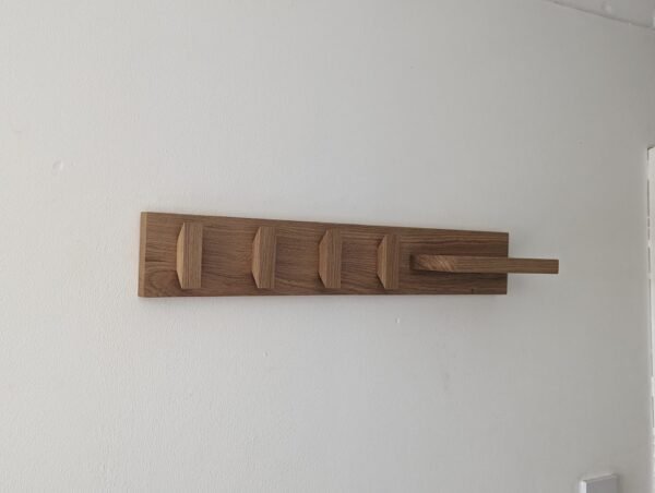 Solid Oak Coat Hooks With Shelf & Key Rack