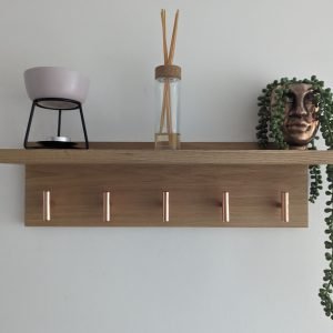 Solid Oak Coat Rack With Shelf