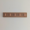 Modern Solid Oak Coat Rack with copper Hooks - straight view