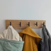 Modern Solid Oak Coat Rack with black Hooks - coats on rack