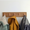 Modern Solid Oak Coat Rack with copper Hooks - coats on rack