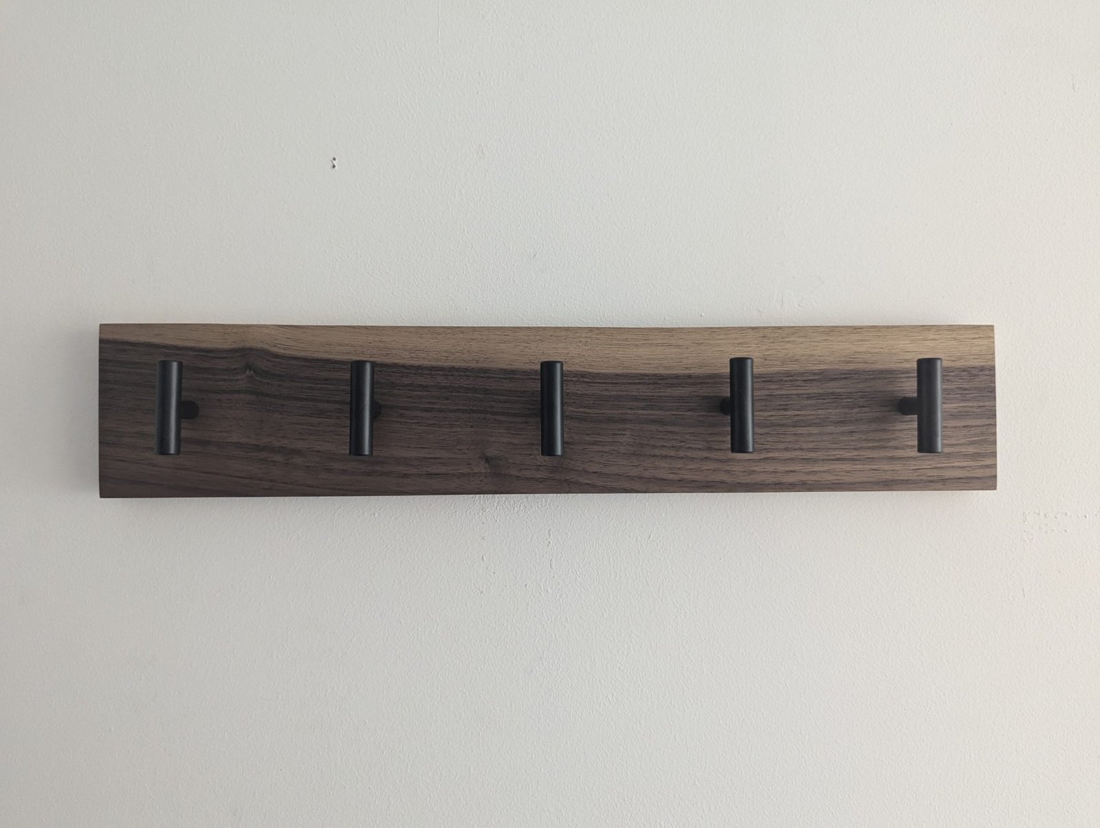 Modern Solid Black Walnut Coat Rack with Customizable Hooks