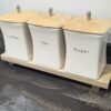 10cm depth oak riser with coffee pots angled image