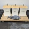 20cm depth oak riser with coffee pots and teaspoon