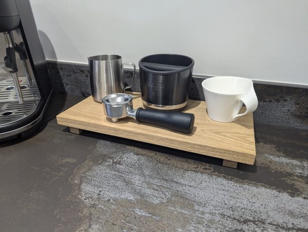 20cm depth oak riser with coffee machine parts angled image