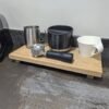 20cm depth oak riser with coffee machine parts angled image